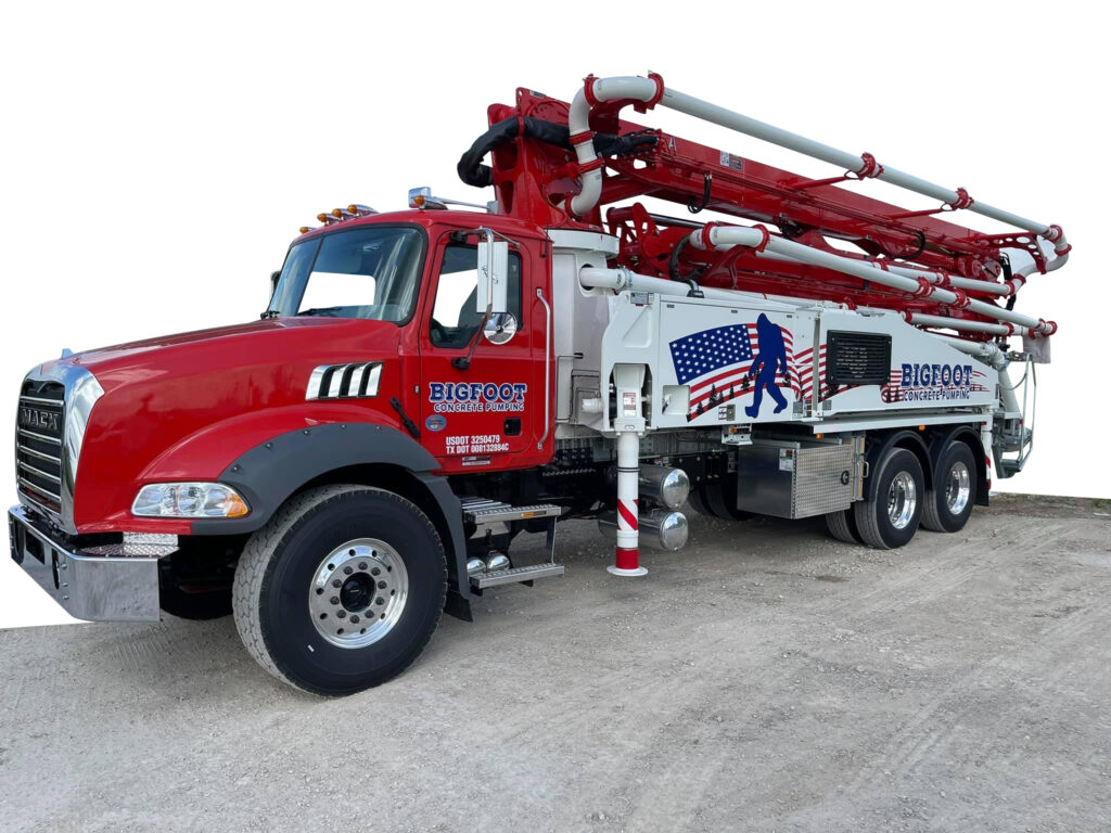 36 meter Putzmeister pumping truck from bigfoot concrete in central texas