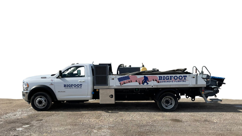 putzmeister city pump truck from bigfoot concrete in central texas